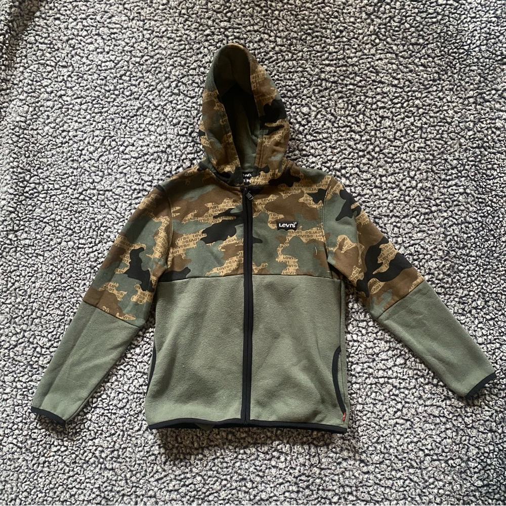 LEVI'S CAMO COLORBLOCKED ZIP UP LITTLE BOYS HOODIE 8-10 size S